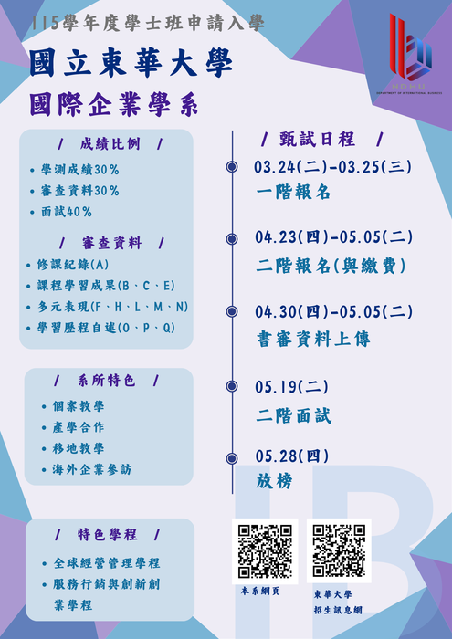 115學年度國際企業學系申請入學審查資料準備指引懶人包圖片